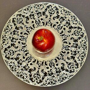 Roger Williams Ornate Openwork Sterling Silver Cake Stand/Serving Platter